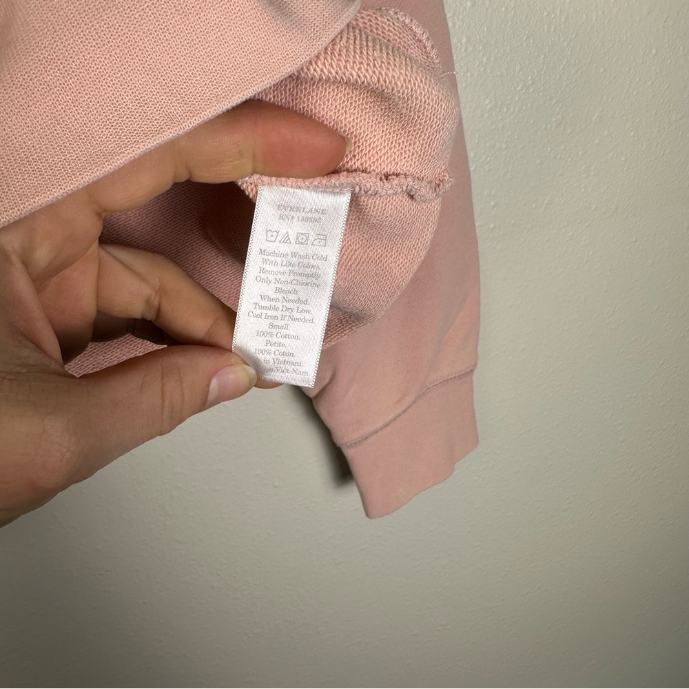 EVERLANE Women's 8 Classic Blush Pink Cropped Crewneck Sweatshirt - Picture 5 of 7